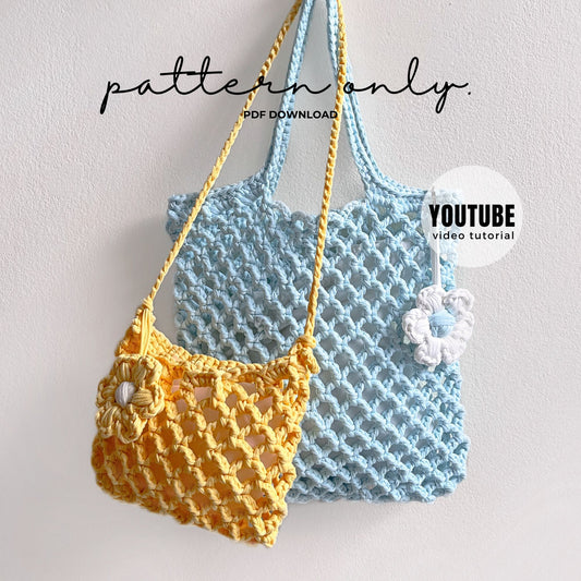 Beginner-Friendly Crochet Mesh Tote & Mini Bag Pattern PDF