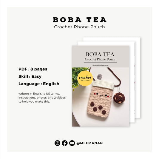 Boba Phone Pouch & Cookie Keychain Crochet Pattern PDF