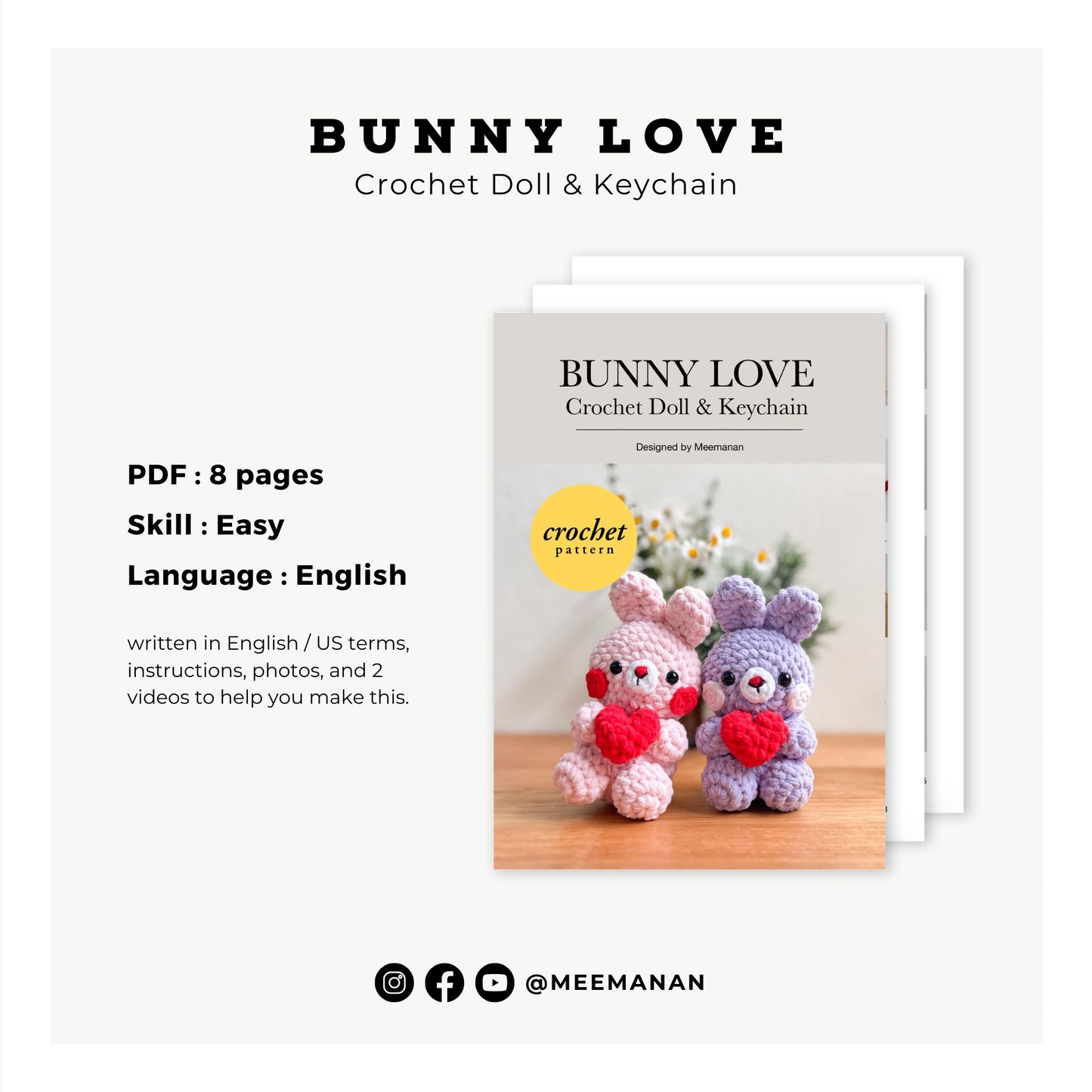 Bunny Love Crochet Pattern PDF