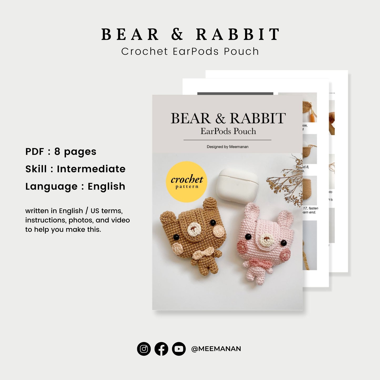 Pattern EarPods Pouch | Bear & Rabbit