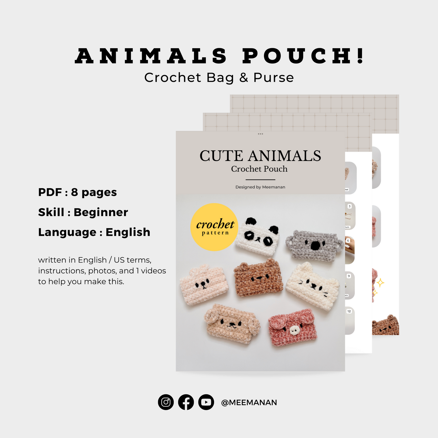YOUTUBE + Pattern Animal Pouch