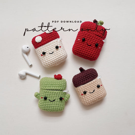 Pattern Airpods Crochet with Silicone Case | Cute Plants
