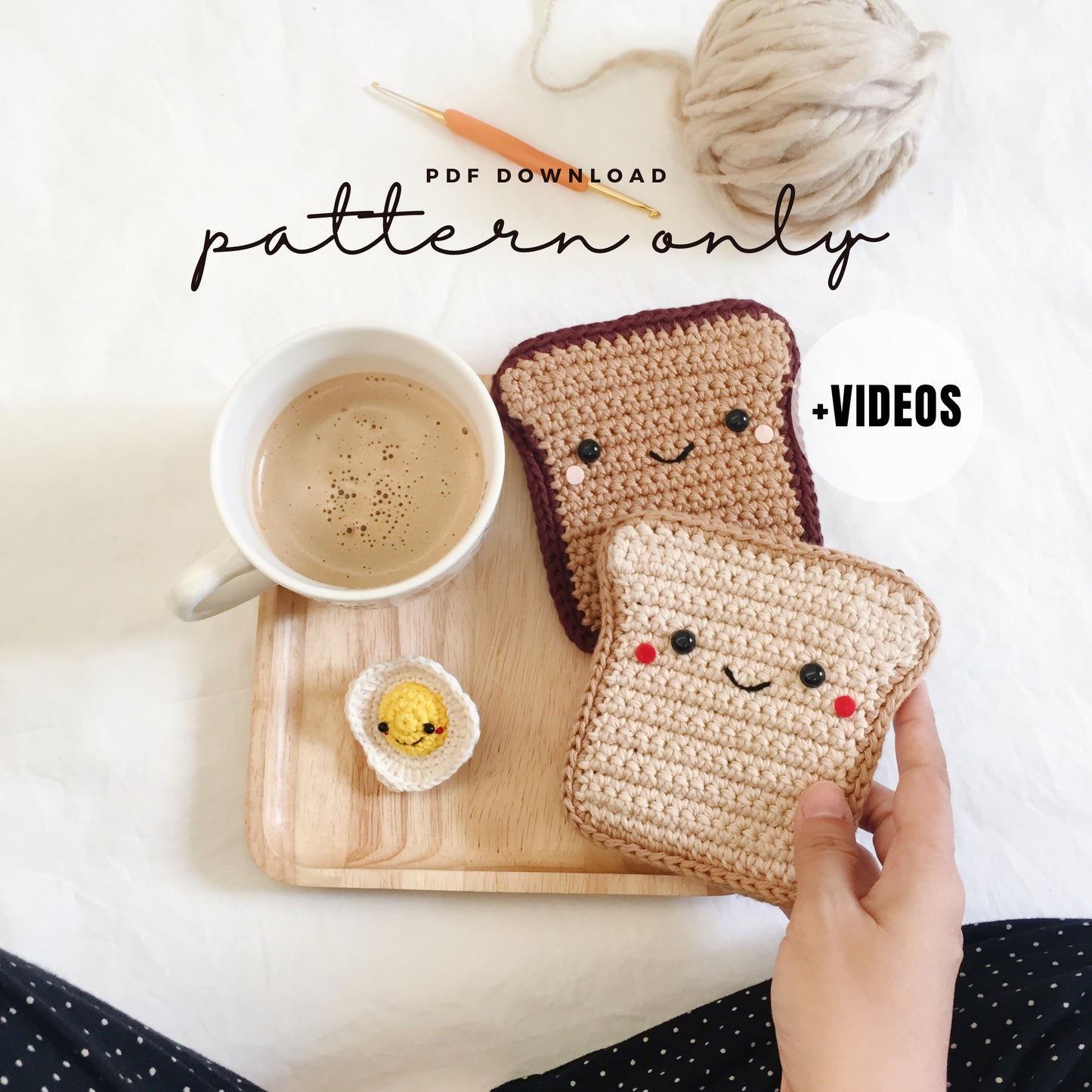 VIDEO + Pattern Bread Coin Purse with Fried Egg Keychain