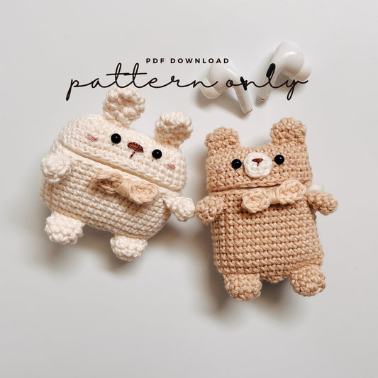Pattern Airpods Crochet with Silicone Case | Bear & Rabbit
